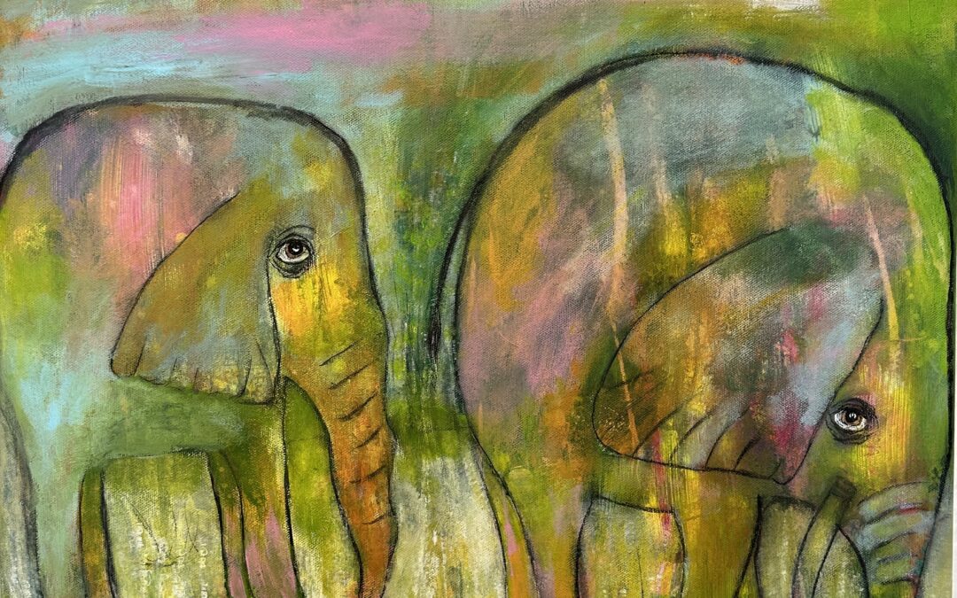 Elephants on the move 50x50 akryl