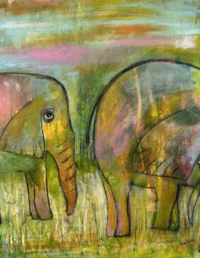 Elephants on the move 50x50 akryl SÅLD