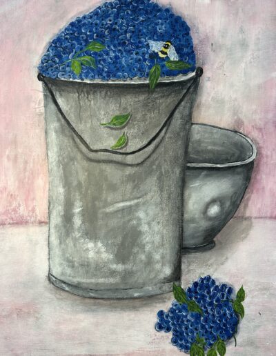A bucket of blueberries Akryl 70x50